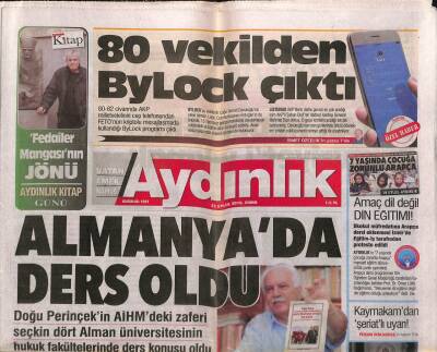 Aydınlık Gazetesi 23 Eylül 2016 - 80 Vekilden ByLock Çıktı - Abdülhamide Övgü İttihatçılara Ateş GZ94674 - 1