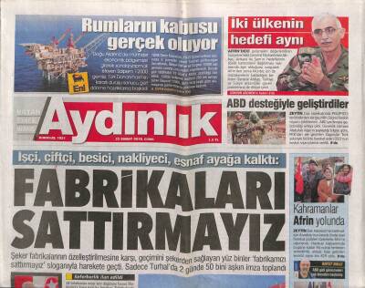 Aydınlık Gazetesi 23 Şubat 2018 - 2 Bin Yıllık Tarih Canlanıyor - Rumların Kabusu Gerçek Oluyor GZ94700 - 1