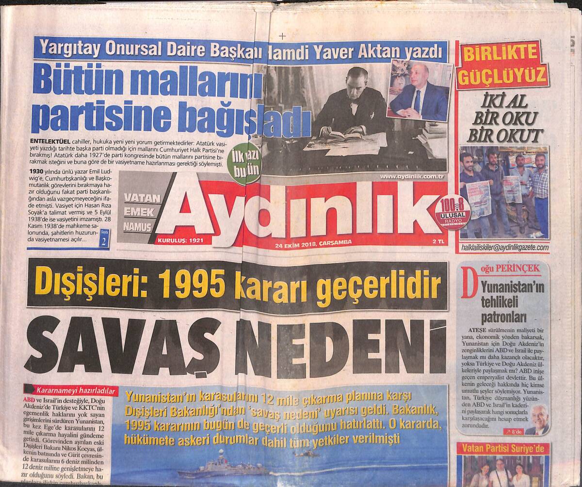 Aydınlık Gazetesi 24 Ekim 2018 - Eğitimde Yeni Vizyon Açıklandı - Mesut Özil Ada'yı Salladı GZ135434 - 1