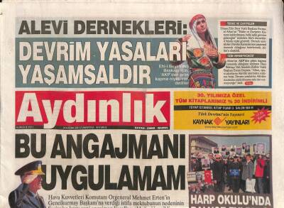 Aydınlık Gazetesi 24 Kasım 2012 - Ziraat Bankası Köylünün Tarlasını Satılığa Çıkardı - Harp Okulunda Balyoz Eylemi GZ96816 - 1