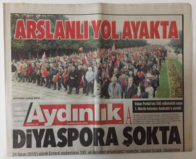 Aydınlık Gazetesi 24 Nisan 2015 - BM Genel Sekreteri Sözcüsü Ermeni Soykırımı Yoktur Dedi GZ26365 - 1