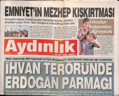 Aydınlık Gazetesi 26 Kasım 2013 - Mısır , Büyükelçimizi Niçin Kovdu ? - İhvan Teröründe Erdoğan Parmağı GZ94603 - 1