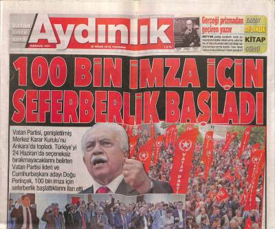 Aydınlık Gazetesi 26 Nisan 2018 - Merkez Bankası Faizleri Yükseltti - 100 Bin İmza İçin Seferberlik Başladı GZ94397 - 1