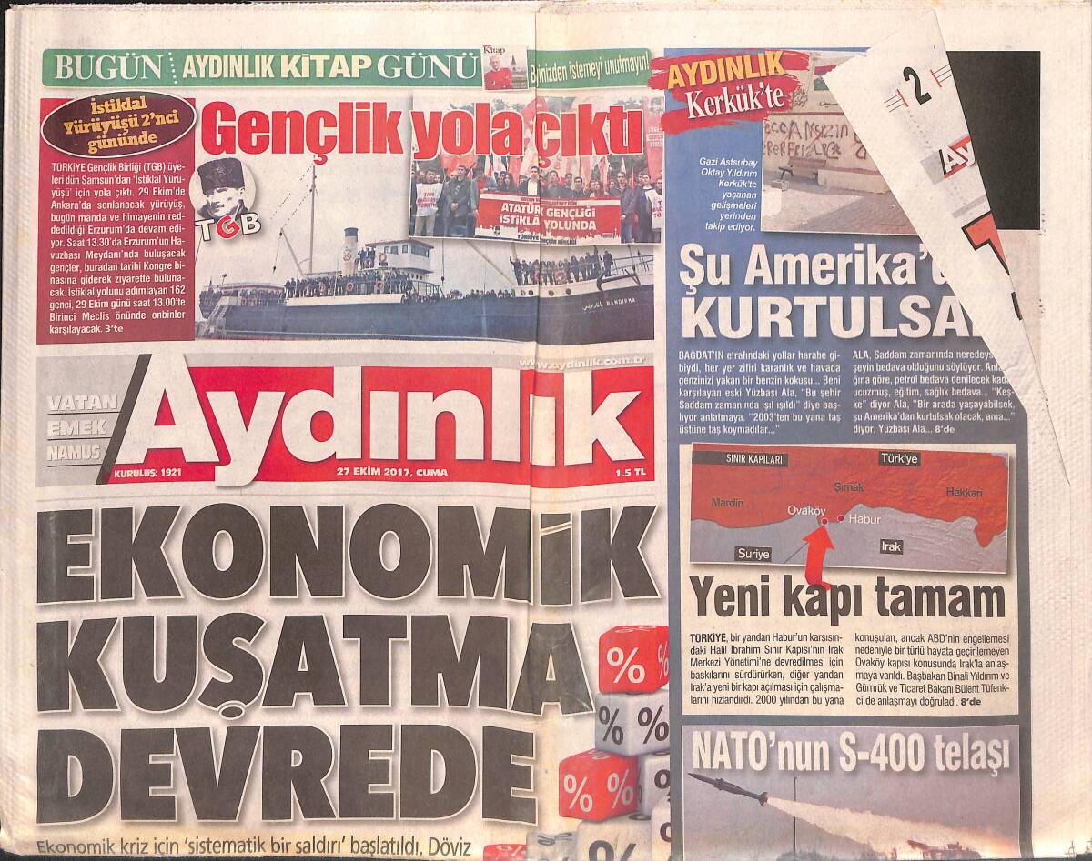 Aydınlık Gazetesi 27 Ekim 2017 - Perinçek'ten Xİ'ye Tebrik Mektubu - NATO'nun S-400 Telaşı GZ135299 - 1