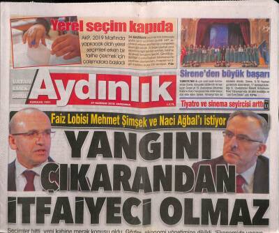 Aydınlık Gazetesi 27 Haziran 2018 - Faiz Lobisi Mehmet Şimşek Ve Naci Ağbalı İstiyor - Türkiye Karşıtı Tatbikatlar Akdenizde Sürüyor GZ94362 - 1