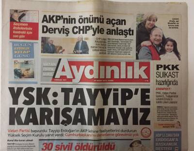Aydınlık Gazetesi 27 Mart 2015 - Ysk Tayyipe Karışamayız GZ26364 - 1