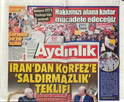 Aydınlık Gazetesi 27 Mayıs 2019 - Öcalan Talimat Verdi , Açlık Grevleri Sona Erdi - İrandan Körfeze Saldırmazlık Teklifi GZ94437 - 1