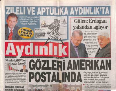Aydınlık Gazetesi 28 Ağustos 2013 - Cemal Süreya Ben Bir Yük Vagonunda Açtım Gözlerimi - Zileli Ve Aptülika Aydınlıkta GZ94422 - 1