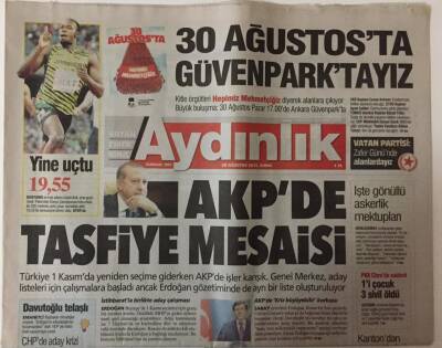 Aydınlık Gazetesi 28 Ağustos 2015 - AKPde Tasfiye Mesaisi GZ26362 - 1