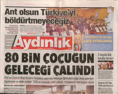 Aydınlık Gazetesi 28 Aralık 2015 - PKKnın Cizre Ve Silopide Kamu Binalarına Saldırması Nedeniyle Öğrencilerin Çoğu Okula Gidemiyor GZ94410 - 1
