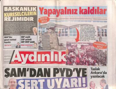 Aydınlık Gazetesi 28 Aralık 2016 - Kantonlar Türkiye Ve Suriyeyi Tahrik Ediyor - El Babın Kilidini Siyaset Açar GZ94760 - 1