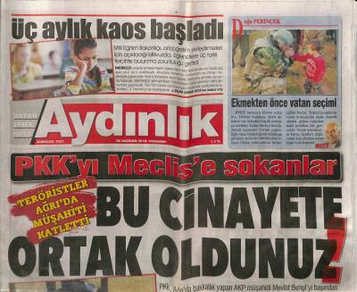 Aydınlık Gazetesi 28 Haziran 2018 - Galatsaray Göztepeye Attığı Golü Unutamıyor,Pkk Mahalle Bakkalını Köylünün Önünde Katletti GZ95097 - 1