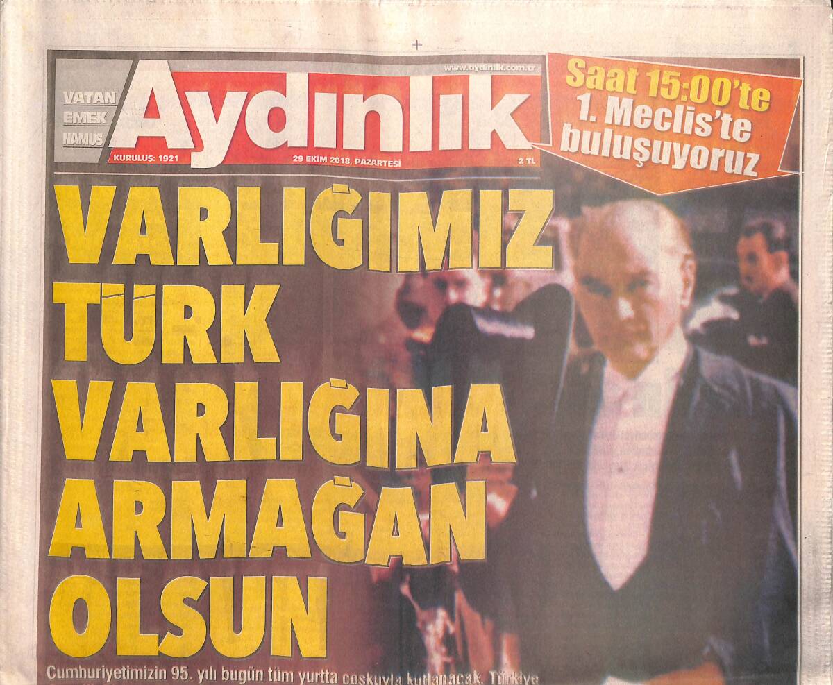 Aydınlık Gazetesi 29 Ekim 2018 - Zaferin Adı: Cumhuriyet - Futbol Dünyası İçin Kara Gün GZ135427 - 1