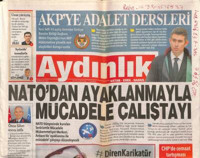 Aydınlık Gazetesi 3 Eylül 2013 - NATOdan Ayaklanmayla Mücadele Çalıştayı - Türk-İş Bakanı İstifa Etti GZ94377 - 1