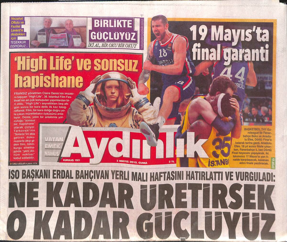 Aydınlık Gazetesi 3 Mayıs 2019 - Sivas'ta Kritik Randevu - İSO Başkanı Erdal Bahçıvan Yerli Malı Haftasını Hatırlattı Ve Vurguladı GZ135284 - 1