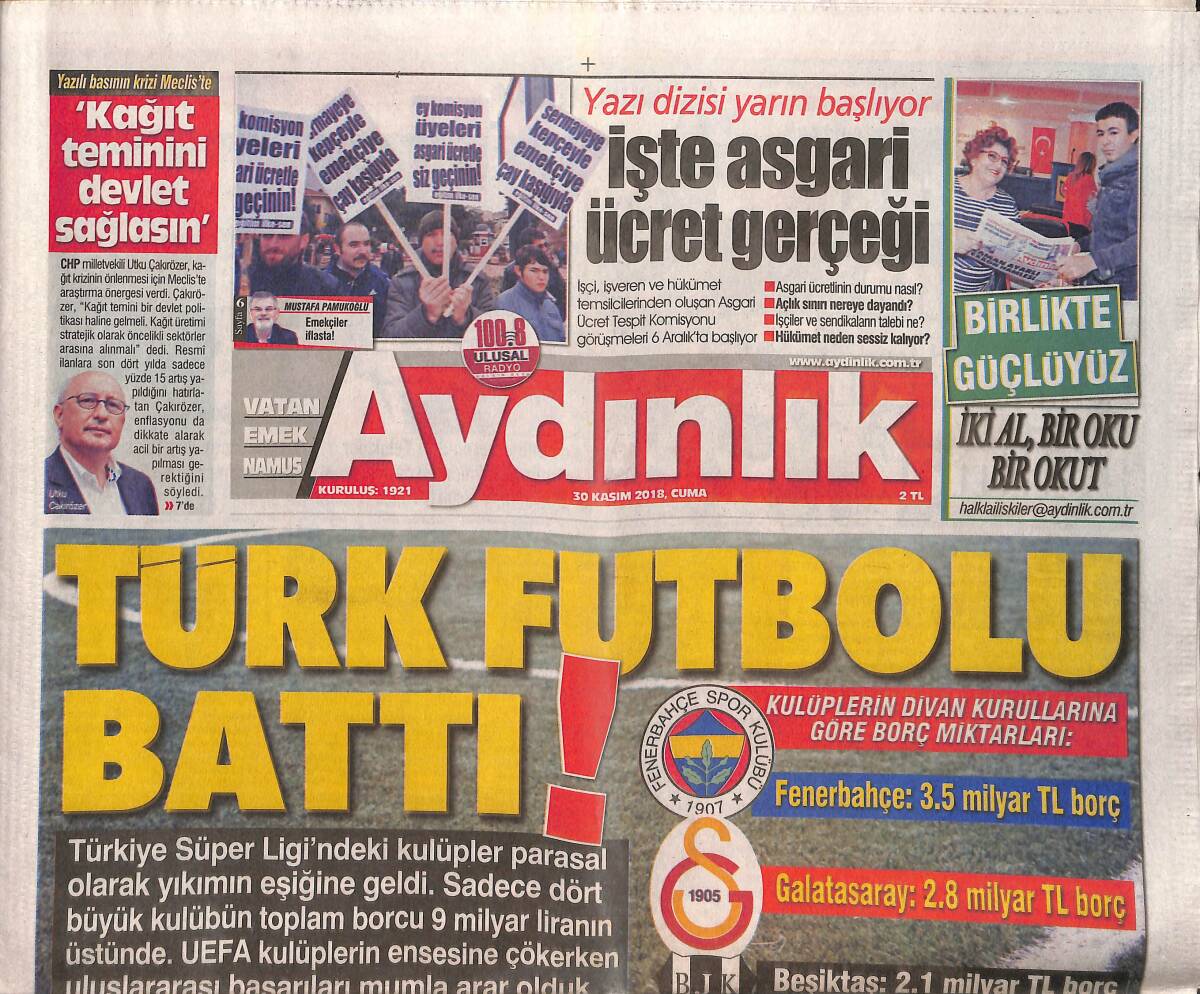 Aydınlık Gazetesi 30 Kasım 2018 - Türk Futbolu Battı! - Karadeniz'de Gerilimi Türkiye'de Zirve Çözer GZ135357 - 1