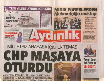Aydınlık Gazetesi 31 Aralık 2015 - Milletsiz Anayasa İçin İlk Temas , CHP Masaya Oturdu GZ94402 - 1