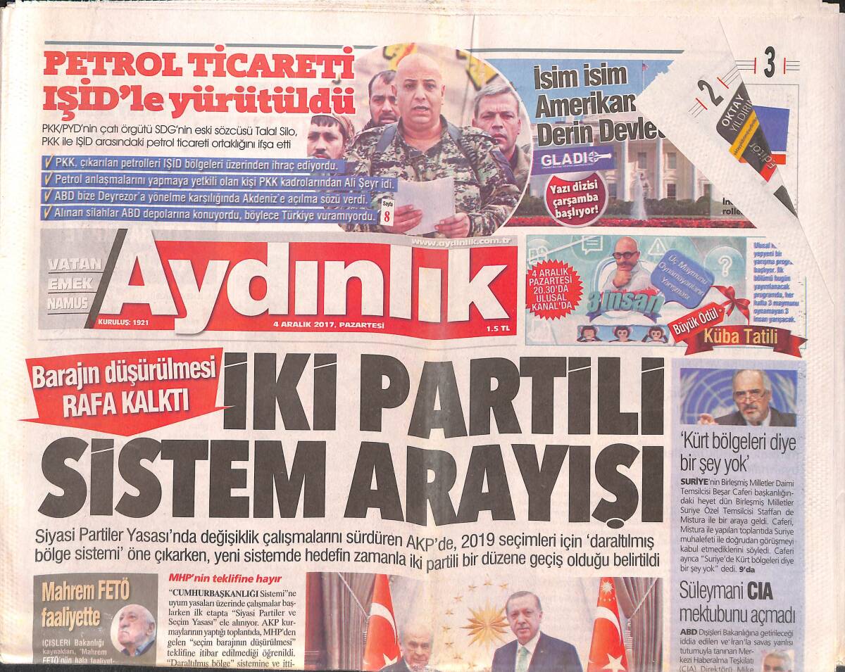 Aydınlık Gazetesi 4 Aralık 2017 - CHP ve FETÖ Siyasi Kar Ortağı - Tüm Yollar Fatih Terim'e Çıkıyor GZ135422 - 1
