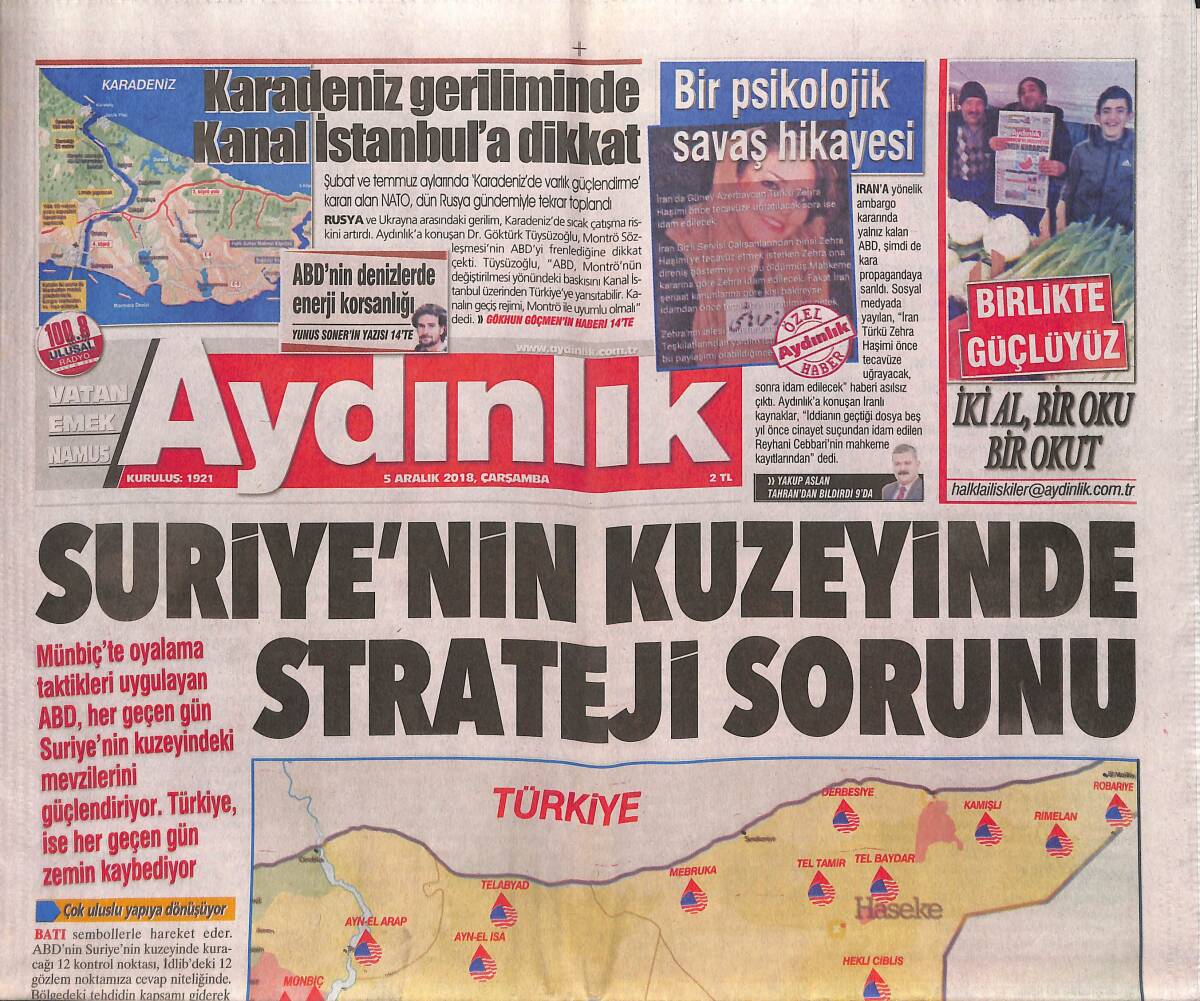 Aydınlık Gazetesi 5 Aralık 2018 - Suriye'nin Kuzeyinde Strateji Sorunu - Macron'dan Geri Adım GZ135279 - 1