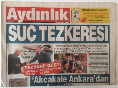 Aydınlık Gazetesi 5 Ekim 2012 - Suriye Hedef Alan Sınır Ötesi Tezkeresi Kabul Edildi GZ28476 - 1