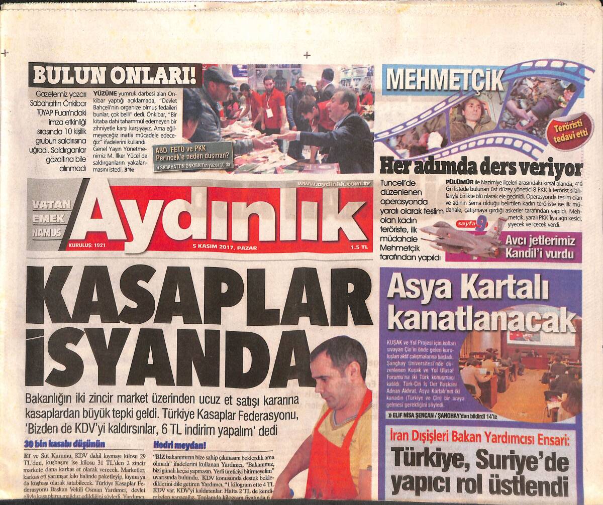Aydınlık Gazetesi 5 Kasım 2017 - İyi Parti Delikli Fıçı Misali - Galatasaray Yine Yenildi GZ135297 - 1