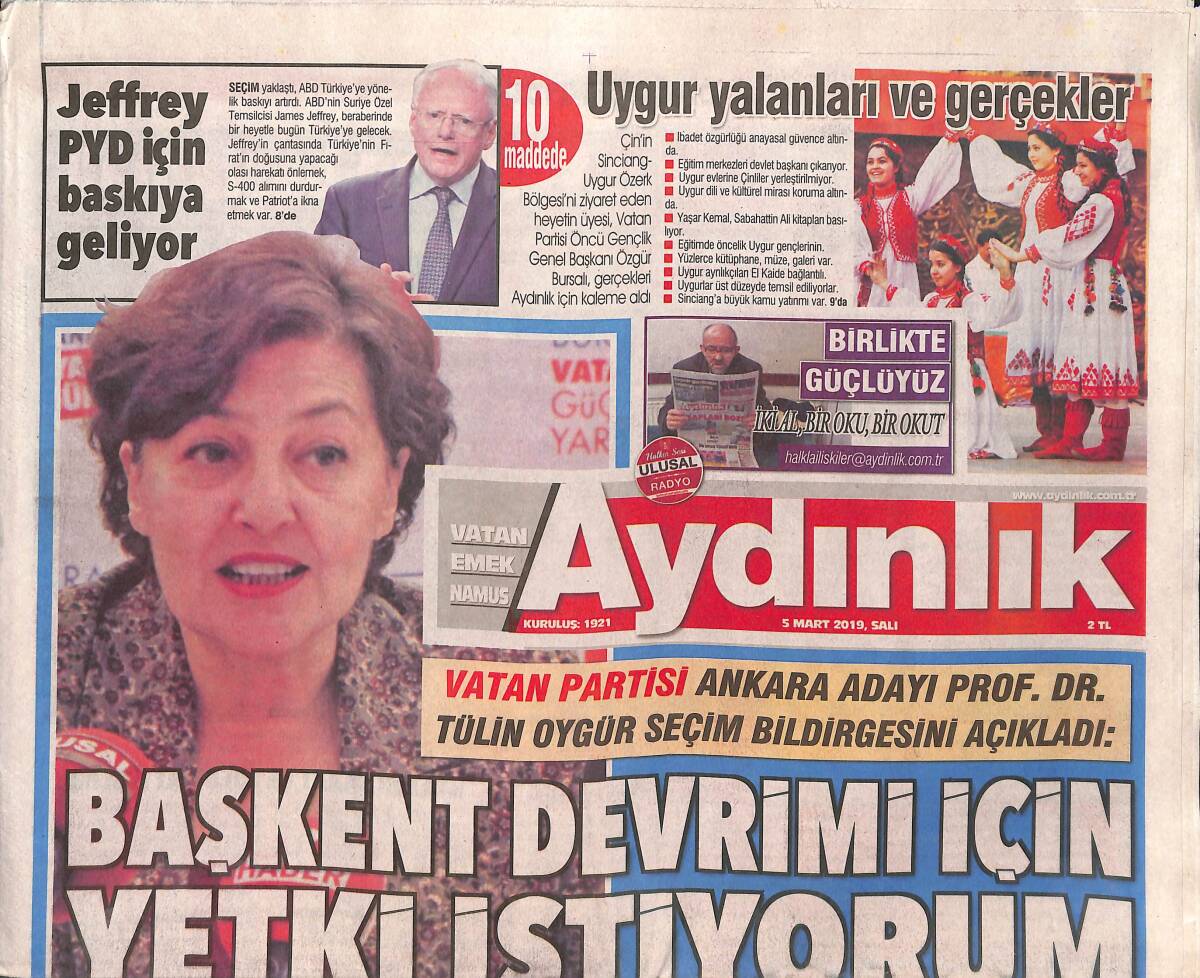 Aydınlık Gazetesi 5 Mart 2019 - Jeffrey Pyd İçin Baskıya Geliyor - Enflasyona Seçim Ayarı GZ135335 - 1