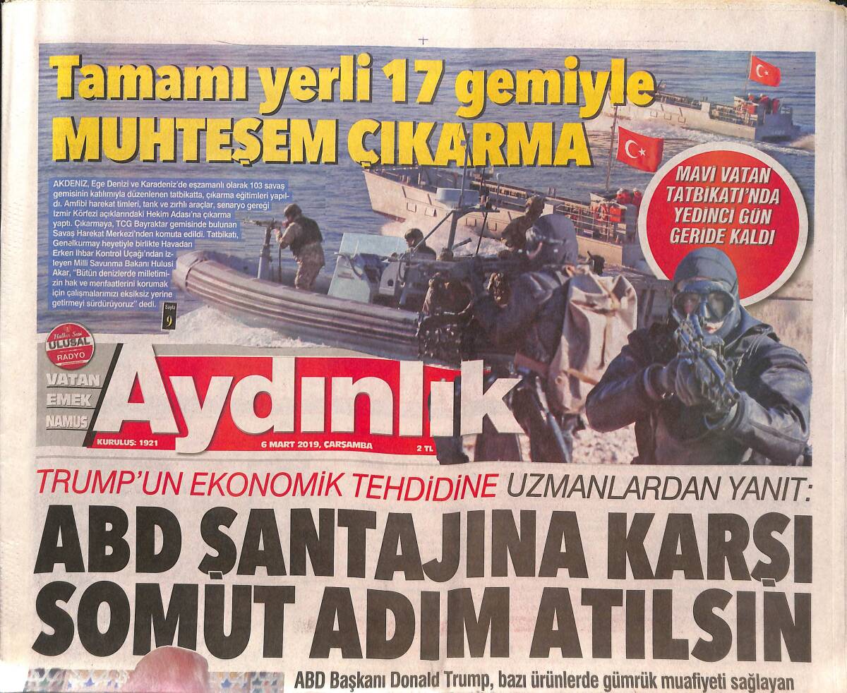 Aydınlık Gazetesi 6 Mart 2019 - ABD Şantajına Karşı Somut Adım Atılsın - DSP Genel Başkanı Kumpasları Savundu GZ135344 - 1