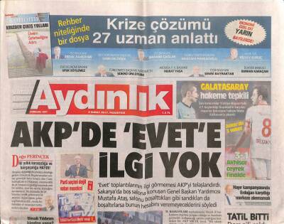 Aydınlık Gazetesi 6 Şubat 2017 - Sözde El Bab Valisi Öldürüldü - Tanpınar Arşivi Erişime Açıldı GZ94765 - 1