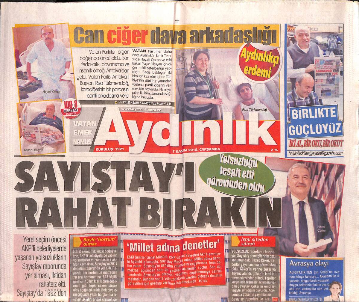 Aydınlık Gazetesi 7 Kasım 2018 - İpek Yolu'nun Esrarlı Resimleri - Göztepe'de Avrupa Şarkıları GZ135430 - 1