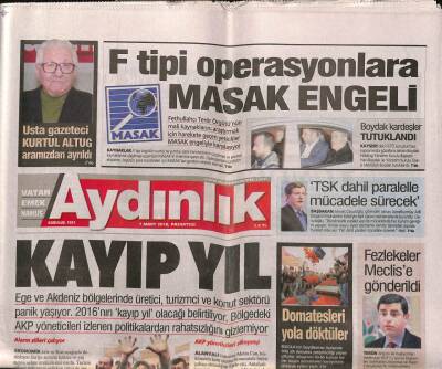 Aydınlık Gazetesi 7 Mart 2016 - Usta Gazeteci Kurtul Altuğ Aramızdan Ayrıldı - Zerrabın Ortağına İdam Cezası GZ94734 - 1