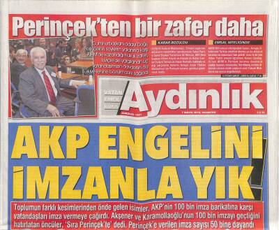 Aydınlık Gazetesi 7 Mayıs 2018 - Perinçekten Bir Zafer Daha - AKP Engelini İmzanla Yık ! GZ94387 - 1