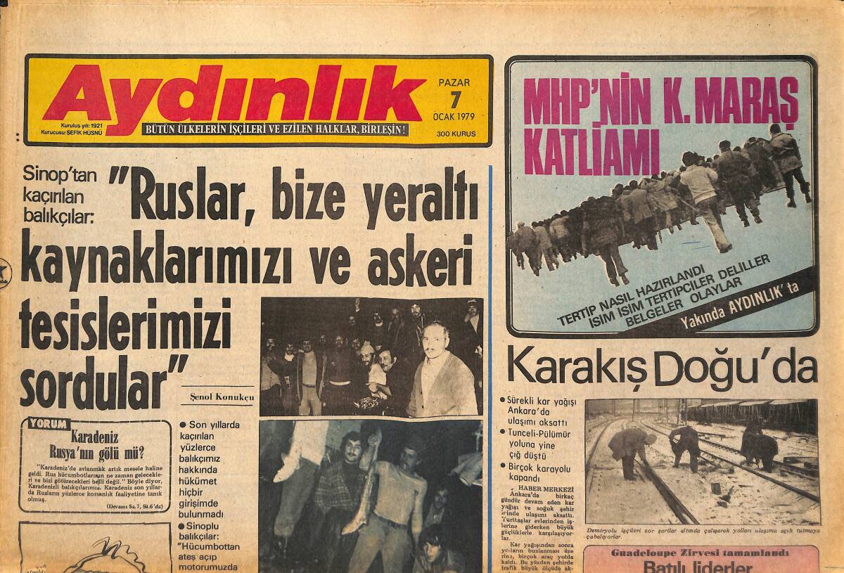 Aydınlık Gazetesi 7 Ocak 1979 - Ruslar, Bize Yeraltı Kaynaklarımızı Ve Askeri Tesislerimizi Sordular - Demirel Elini MHP'DEN Çekmelidir! GZ138640 - 1