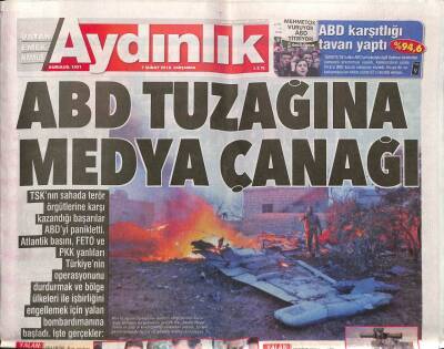 Aydınlık Gazetesi 7 Şubat 2018 - ABD Tuzağına Medya Çanağı - PKK Bu Kez de Mültecileri Vurdu GZ94689 - 1