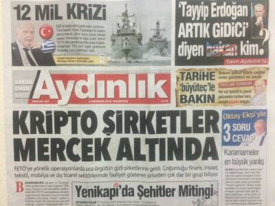 Aydınlık Gazetesi 8 Ağustos 2016 - Kripto Şirketler Mercek Altında GZ29193 - 1