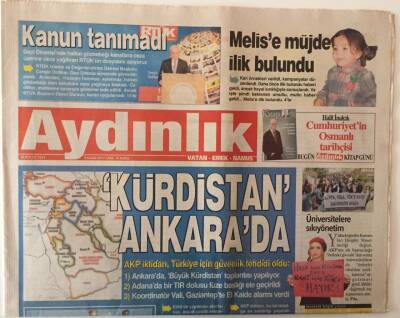 Aydınlık Gazetesi 8 Kasım 2013 - Kürdistan Ankarada GZ28468 - 1
