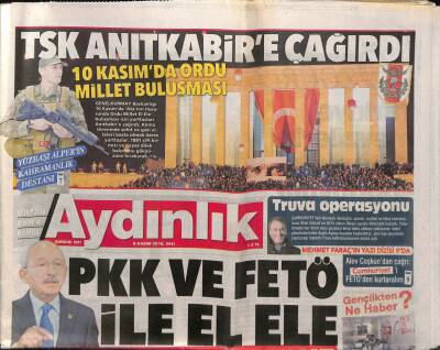 Aydınlık Gazetesi 8 Kasım 2016 - TPAOnun Devri Halkı Vuracak - Atatürkü Erciyesin Zirvesinde Anacaklar GZ94300 - 1