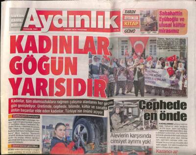 Aydınlık Gazetesi 8 Mart 2018 - Yunanistana Bayrak Tepkisi - Eski ABD Başkanının Danışmanı Fantaziyi Bırakıp Yolları Ayıralım GZ94304 - 1