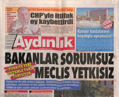 Aydınlık Gazetesi 8 Temmuz 2018 - Suriye Ordusunun Sinir Gazı Kullanmadığı Kanıtlandı GZ94381 - 1