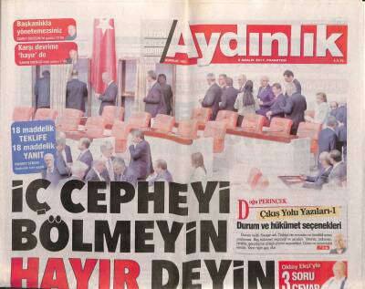 Aydınlık Gazetesi 9 Aralık 2017 - Tartışılan Başlıklar Yeniden Masada - Trakyadan Muşa Türkiye Bembeyaz GZ95204 - 1