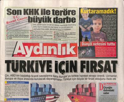 Aydınlık Gazetesi 9 Temmuz 2018 - Cenevizlilere Ait Şatoyu Keşfettiler - İran Ve Türkiye Milli Parayla Ticarete Başladı GZ95234 - 1