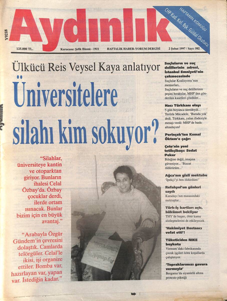 Aydınlık Gazetesi Haftalık Haber-Yorum Dergisi 2 Şubat 1997 - Ülkücü Reis Veysel Kaya Konuşuyor 