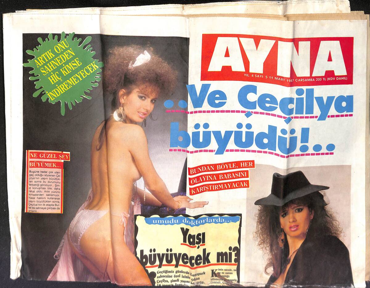 Ayna Gazetesi 11 Mart 1987 - Ve Çeçilya Büyüdü - Kar Çakıl Gazinosuna Yaramadı GZ152457 - 1