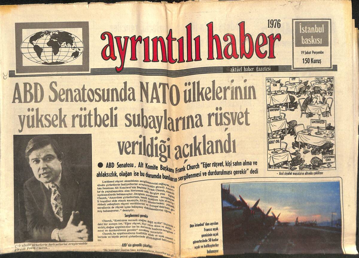 Ayrıntılı Haber Gazetesi 19 Şubat 1976 - ABD Senatosunda NATO Ülkelerinin Yüksek Rütbeli Subaylarına Rüşvet Verildiği Açıklandı GZ147283 - 1