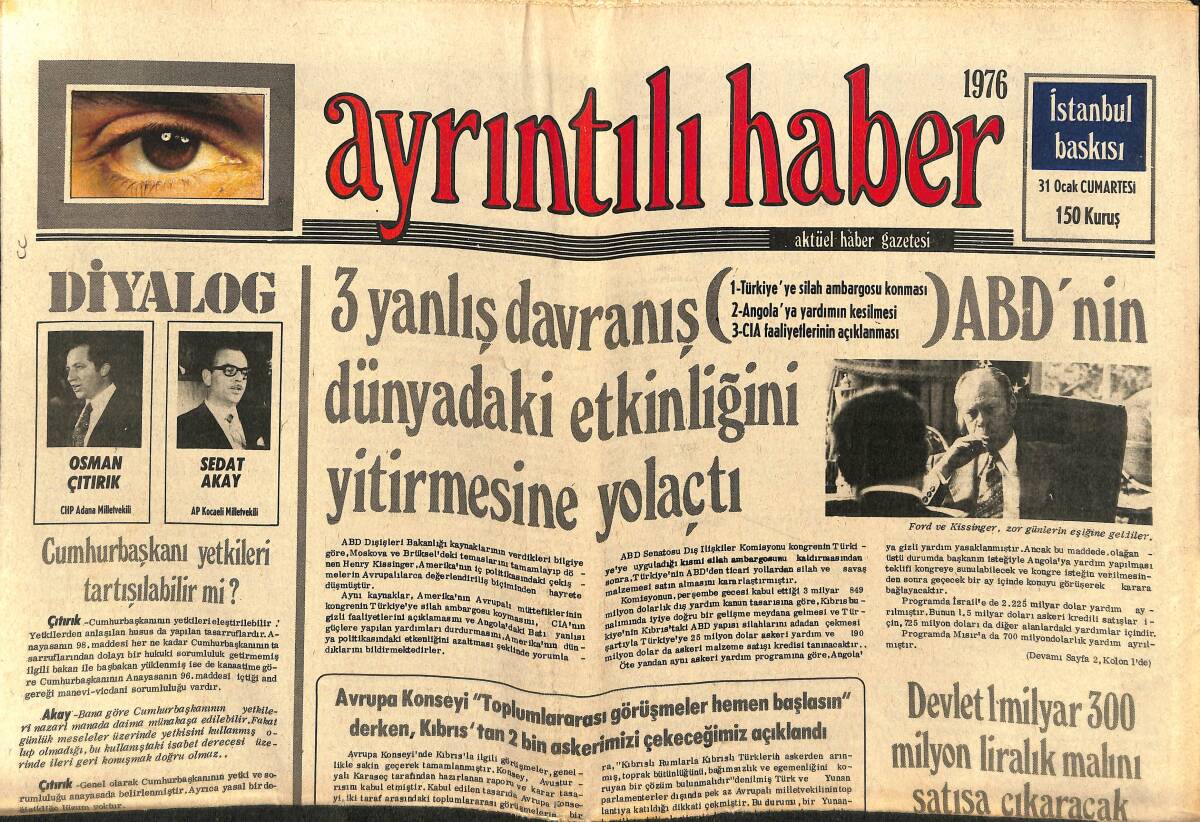 Ayrıntılı Haber Gazetesi 31 Ocak 1976 - Moon Tarikatına Fransız Polisi Savaş Açtı - Basın Kralı, 84 Yaşında Metresinin Evinde Öldü GZ147563 - 1