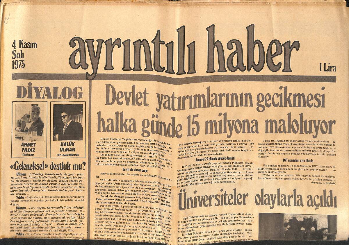 Ayrıntılı Haber Gazetesi 4 Kasım 1975 - Ford, Beyaz Saray'da Temzlik Yaptı - Üniversiteler Olaylara Açıldı GZ147238 - 1