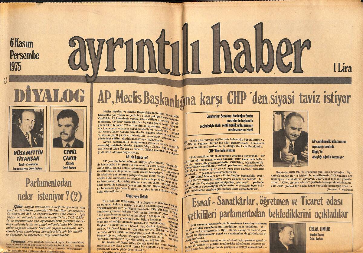 Ayrıntılı Haber Gazetesi 6 Kasım 1975 - İstanbul Orta Doğunun Ticaret Merkezi Olabilir Mi - ABD Büyükelçisi Macomber'in CIA Ajanı Olduğu İleri Sürüldü GZ147233 - 1