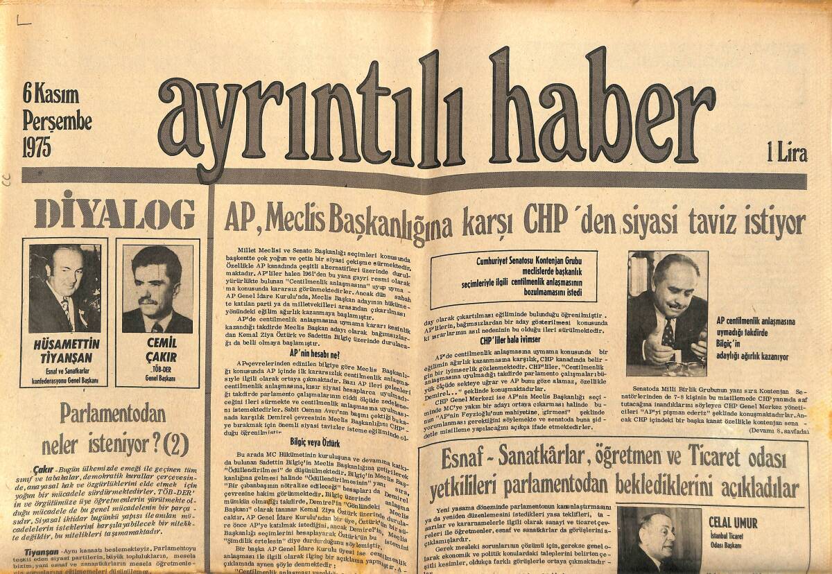 Ayrıntılı Haber Gazetesi 6 Kasım 1975 - İstanbul Orta Doğunun Ticaret Merkezi Olabilir Mi - ABD Büyükelçisi Macomber'in CIA Ajanı Olduğu İleri Sürüldü GZ147568 - 1