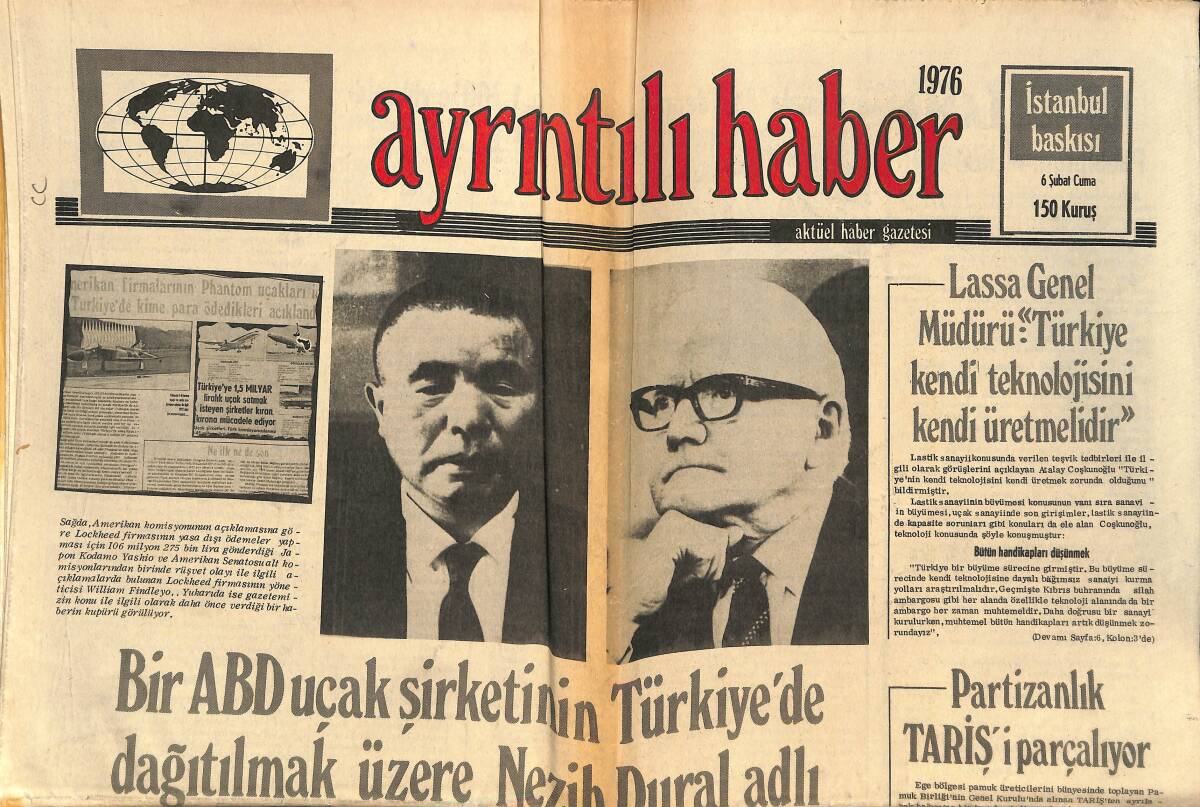 Ayrıntılı Haber Gazetesi 6 Şubat 1976 - Bir ABD Uçak Şirketinin Türkiye'de Dağıtılmak Üzere Nezih Dural Adlı Şahsa 13 Milyon Lira Gönderdiği Açıklandı GZ147280 - 1