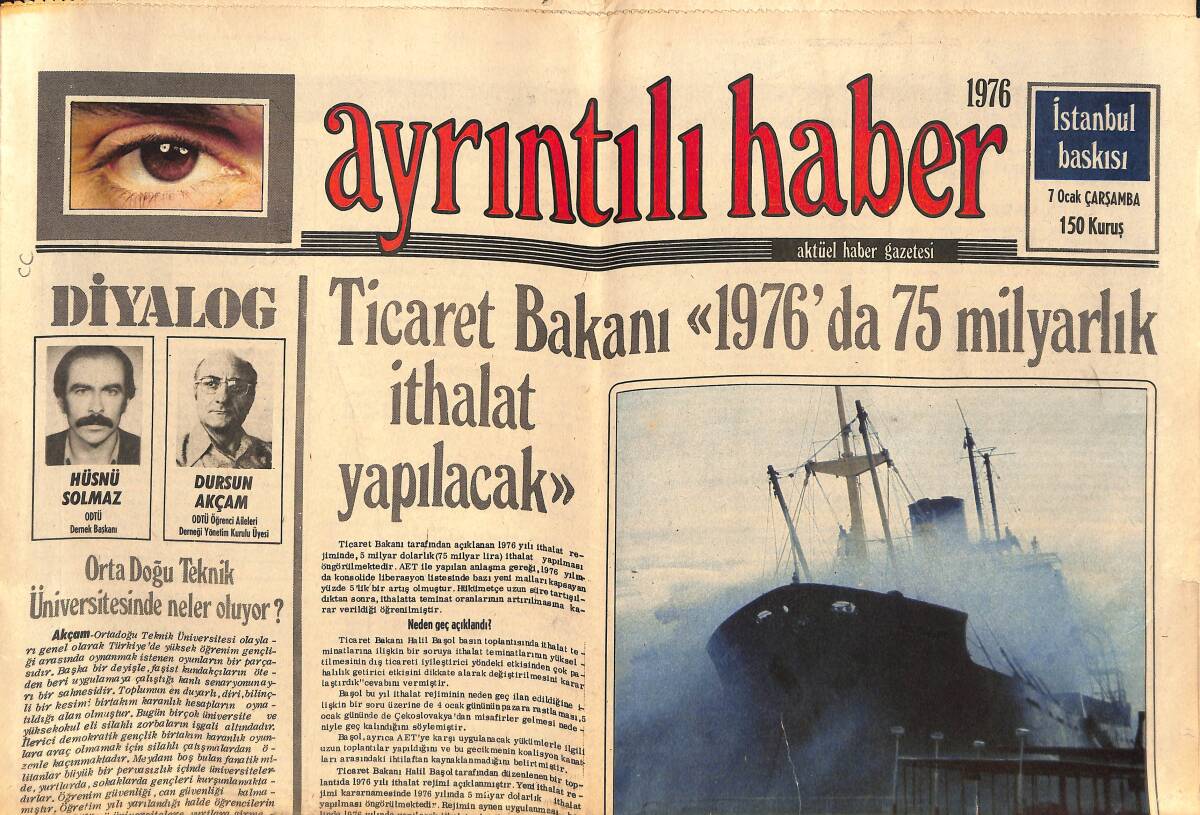 Ayrıntılı Haber Gazetesi 7 Ocak 1976 - Tütün Taban Fiyatının Tesbiti İçin ihracatçılar da Ekiciler de Ankara Yollarına Düştü GZ147163 - 1