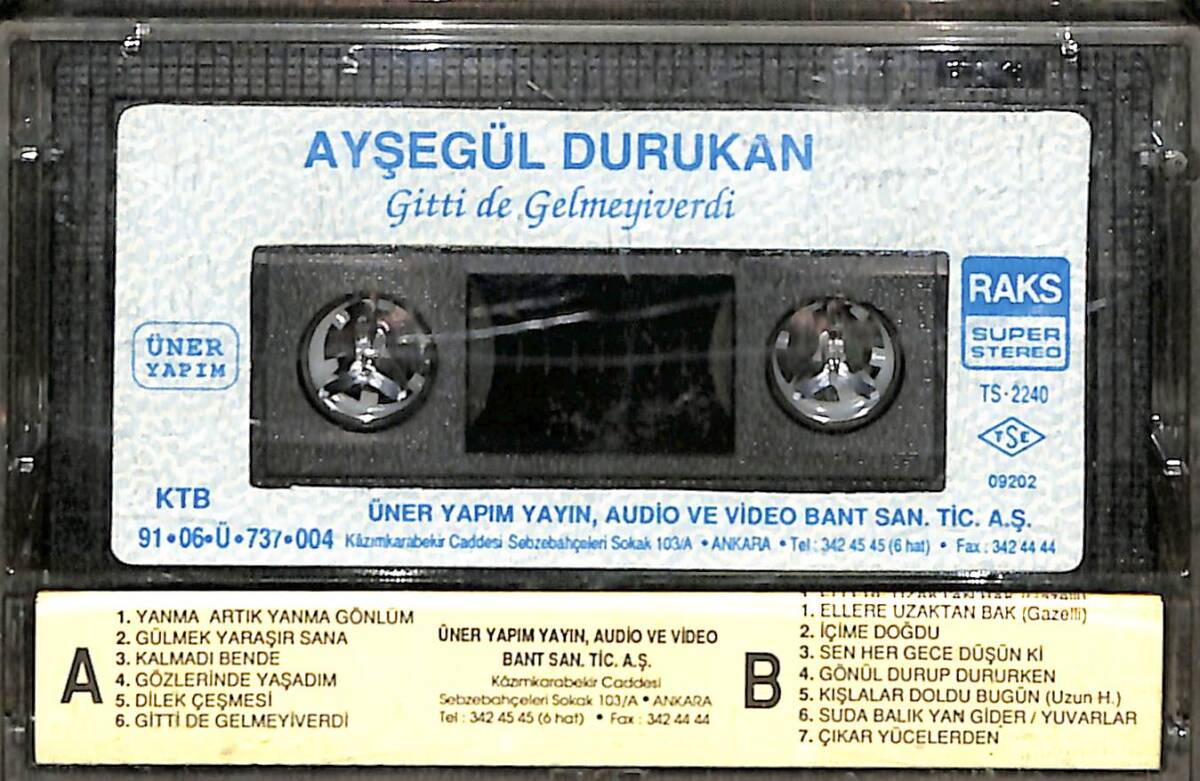 Ayşegül Durukan - Gitti De Gelmeyiverdi Kaset (İkinci El Kaset) KST29704 - 2
